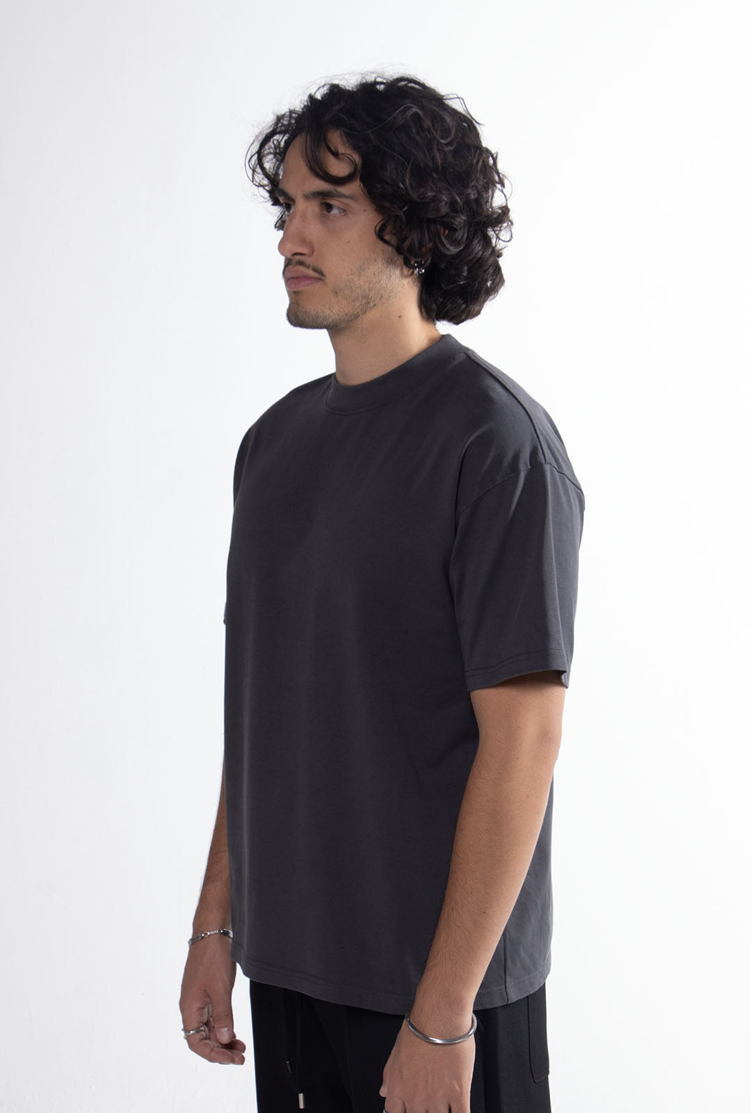 Playera Semi Oversize Dark Grey Gramaje 305