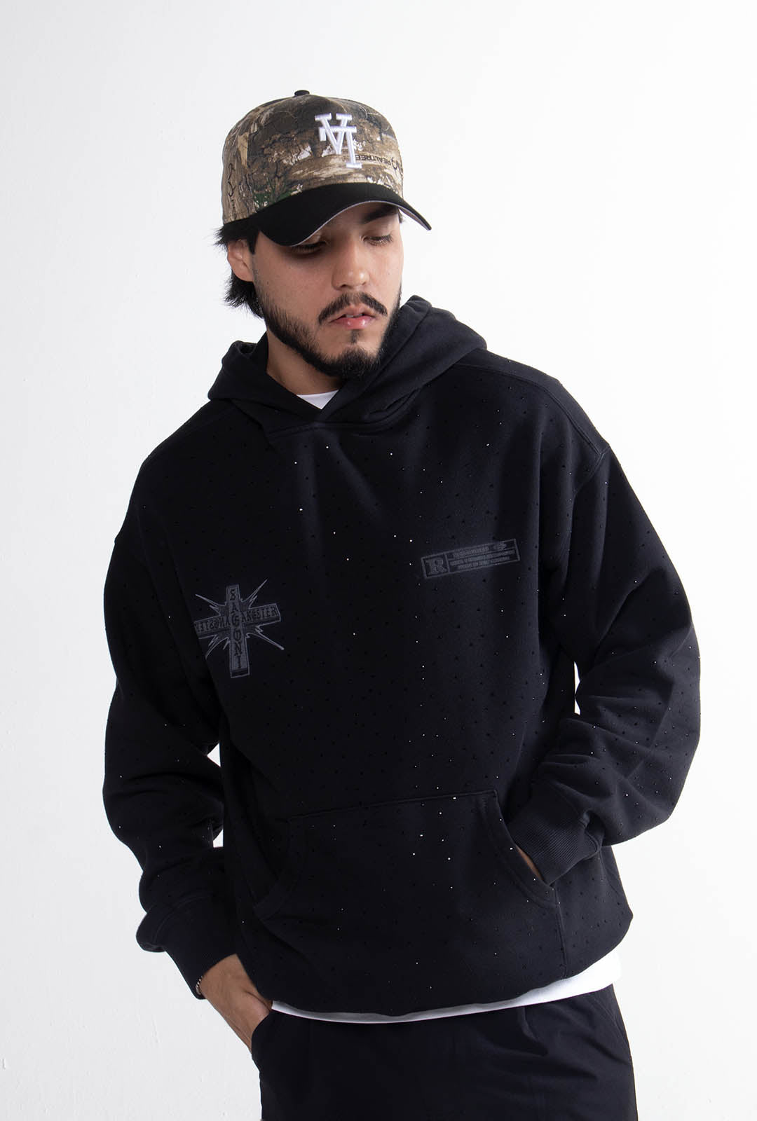 Hoodie "Crystal Chrome" 420 Gsm Negra