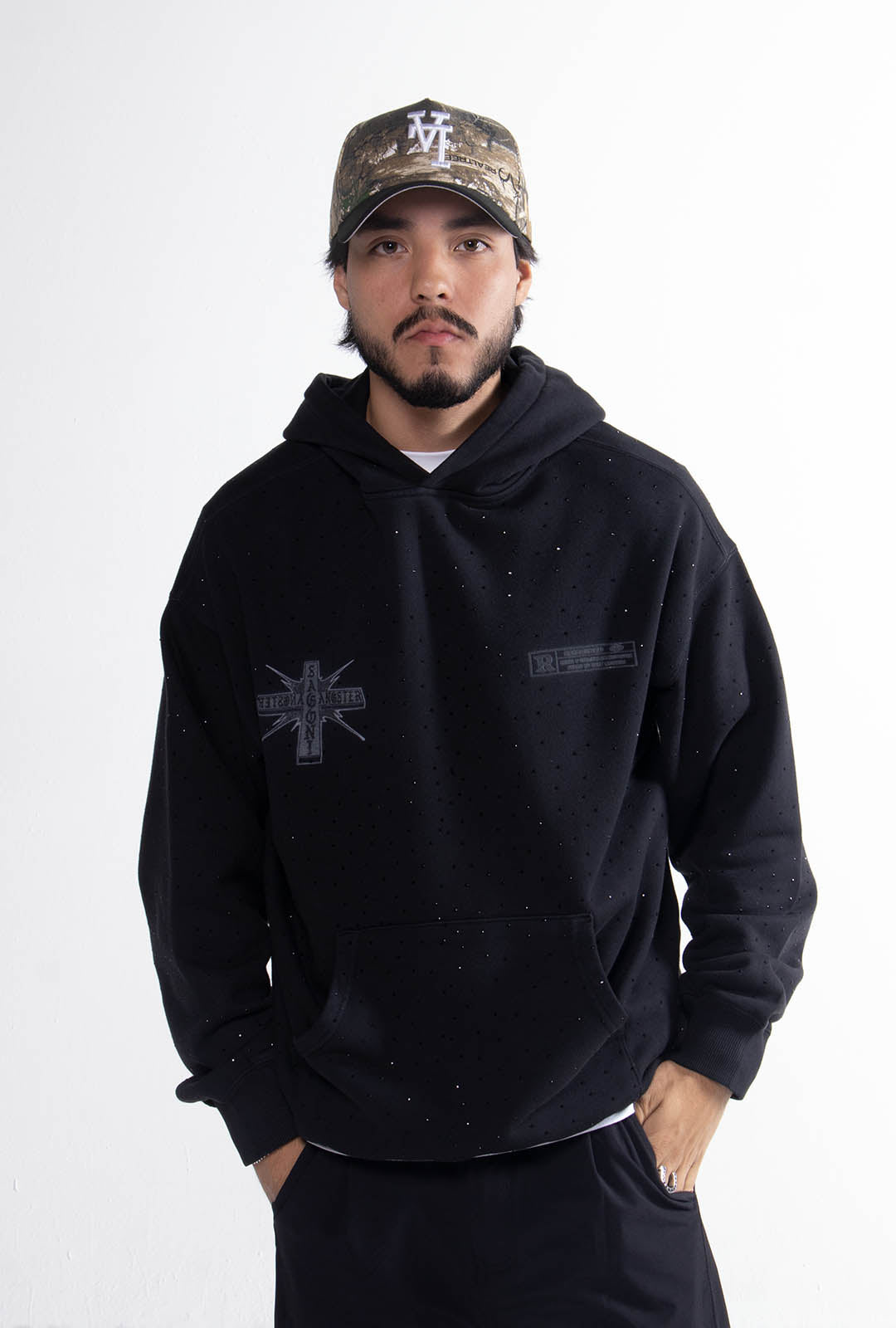 Hoodie "Crystal Chrome" 420 Gsm Negra