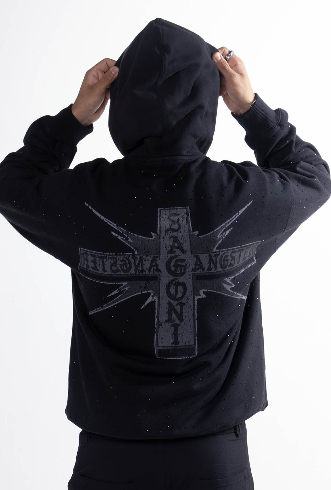 Hoodie "Crystal Chrome" 420 Gsm Negra