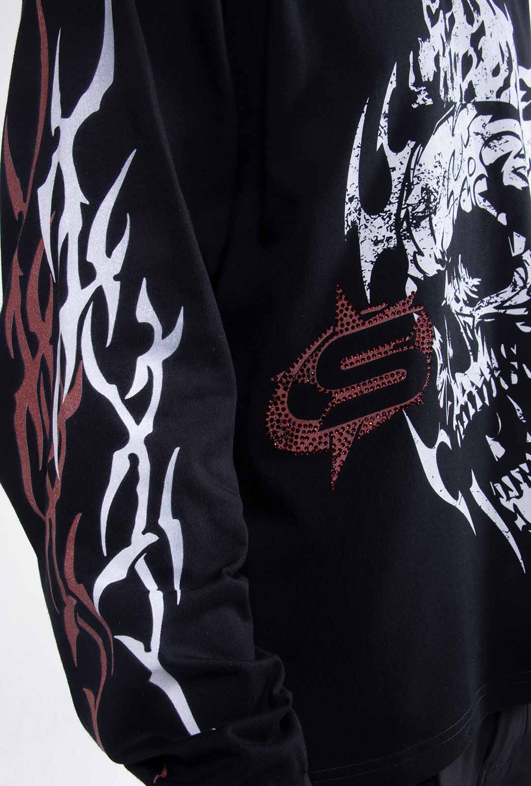 Playera "Hell Born" Manga Larga 275 Gsm Negra