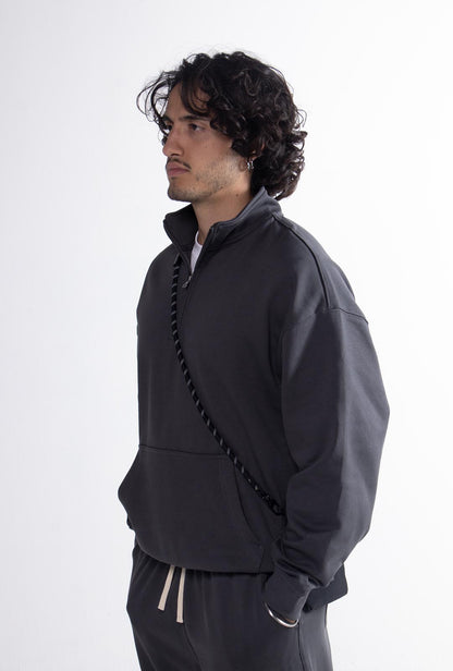 Quarter Zipper Grey Tracksuit