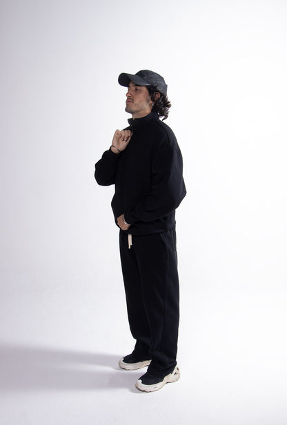 Quarter Zipper Black Tracksuit