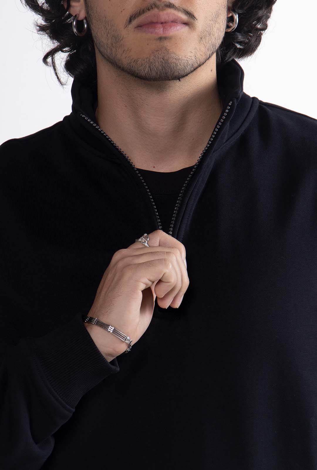 Quarter Zipper Black Tracksuit