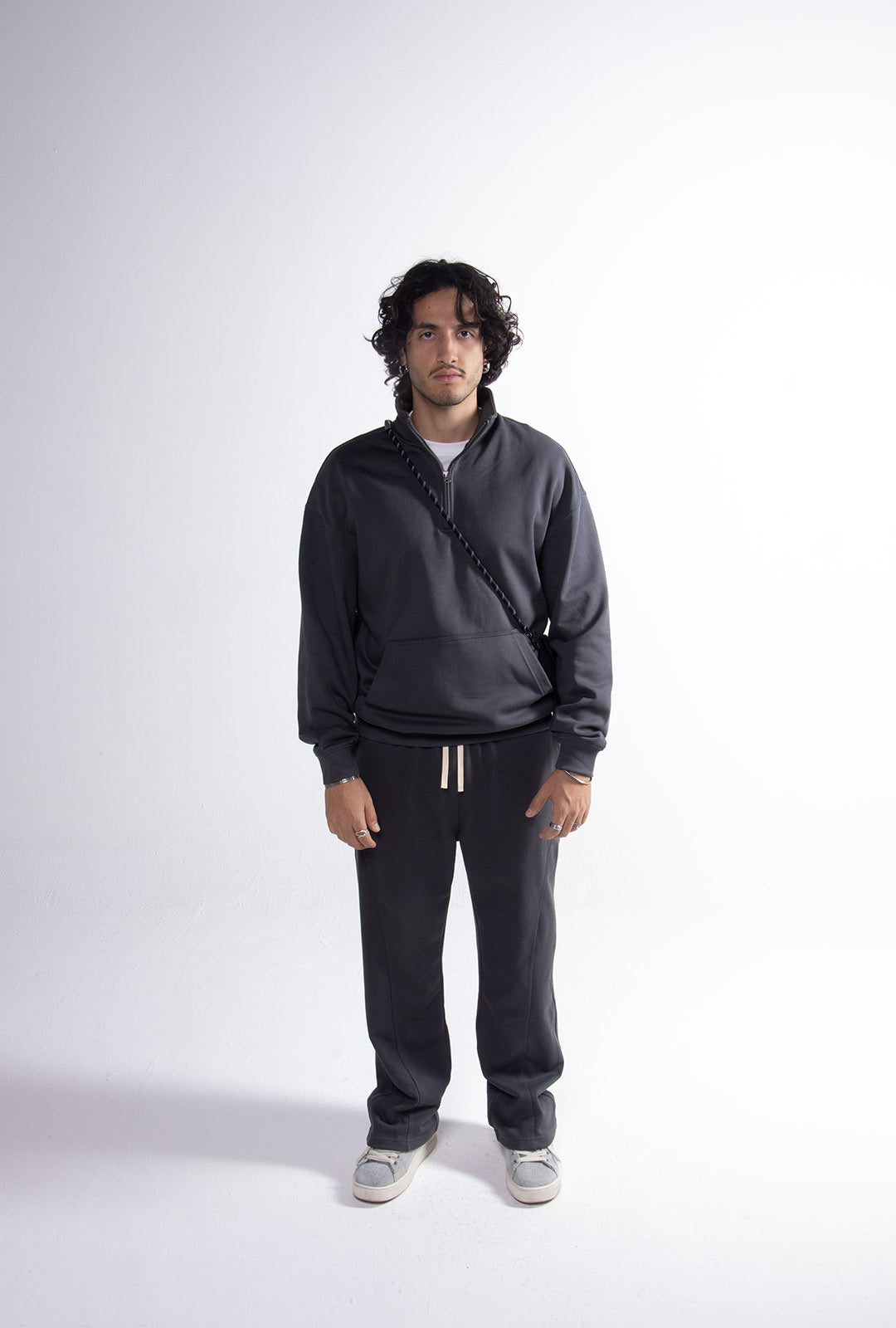 Quarter Zipper Grey Tracksuit