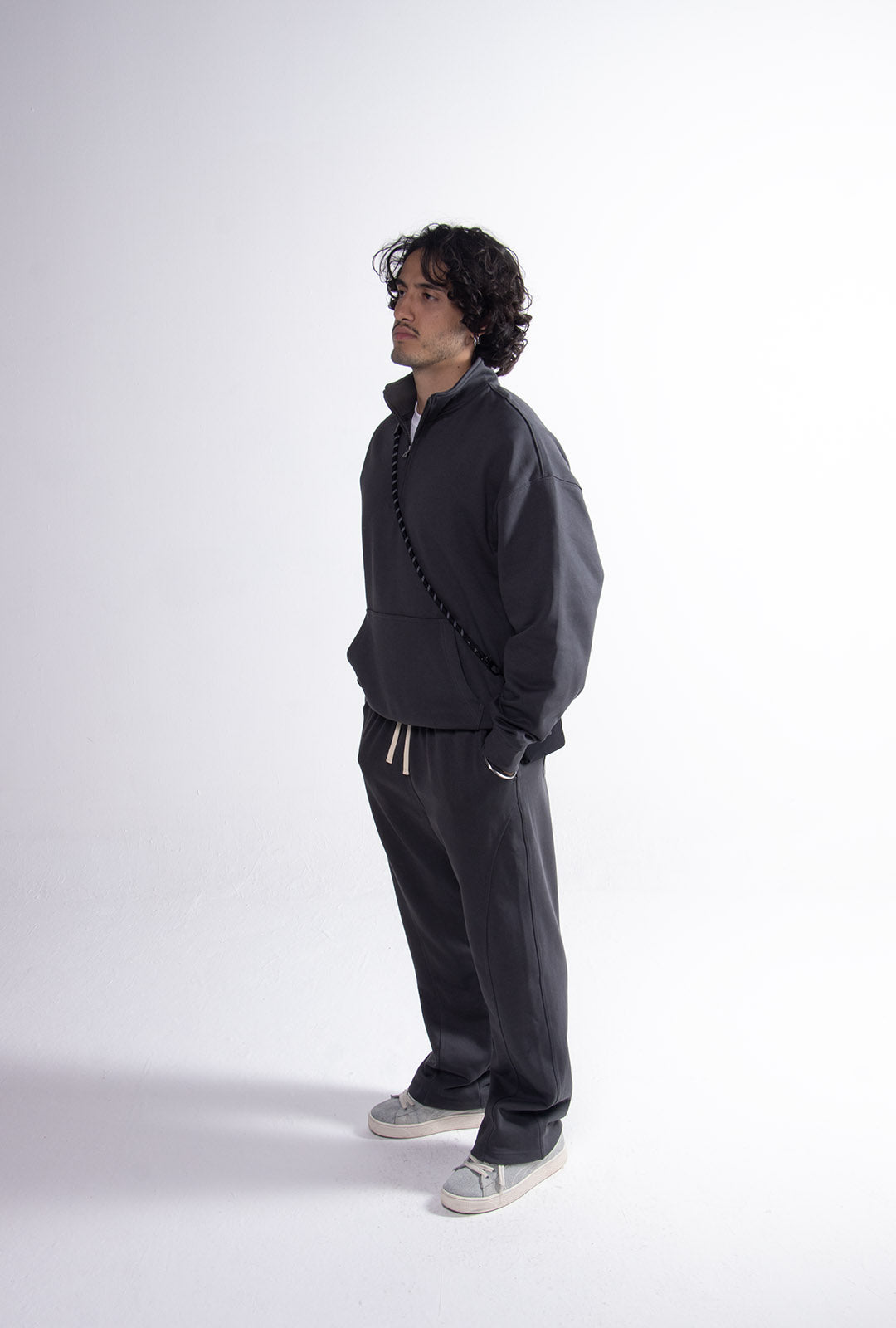 Quarter Zipper Grey Tracksuit