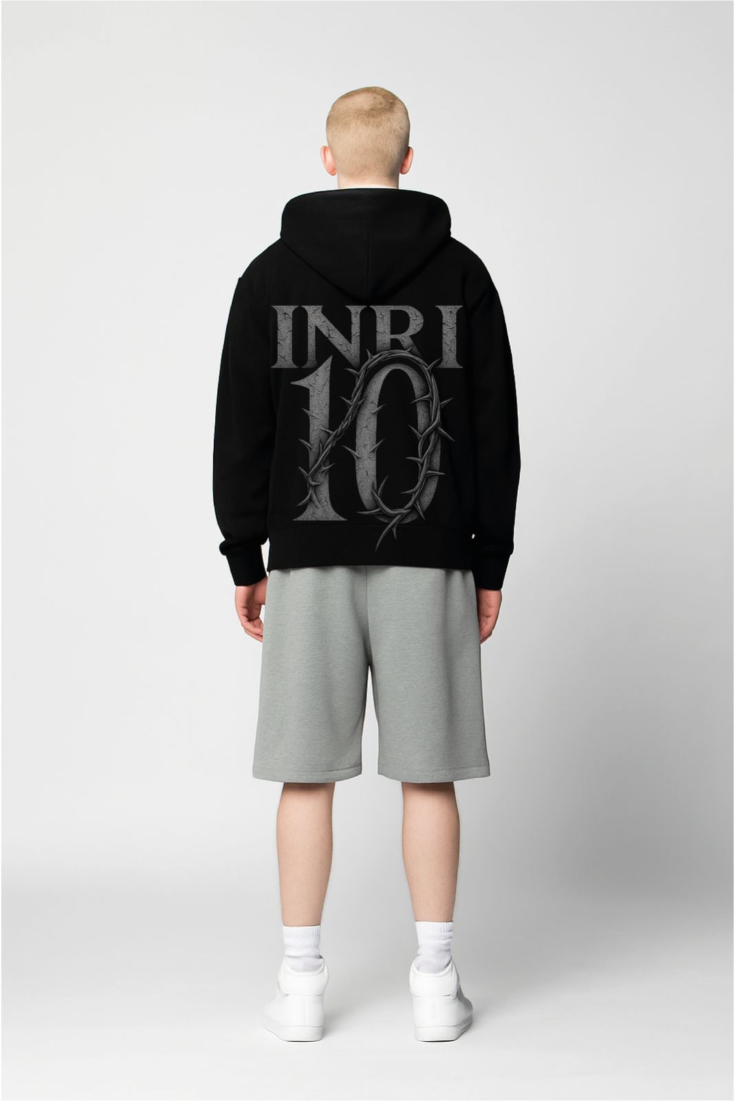 Hoodie Zipper Negra 380 GSM INRI