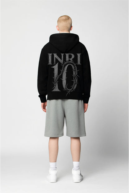 Hoodie Zipper Negra 380 GSM INRI