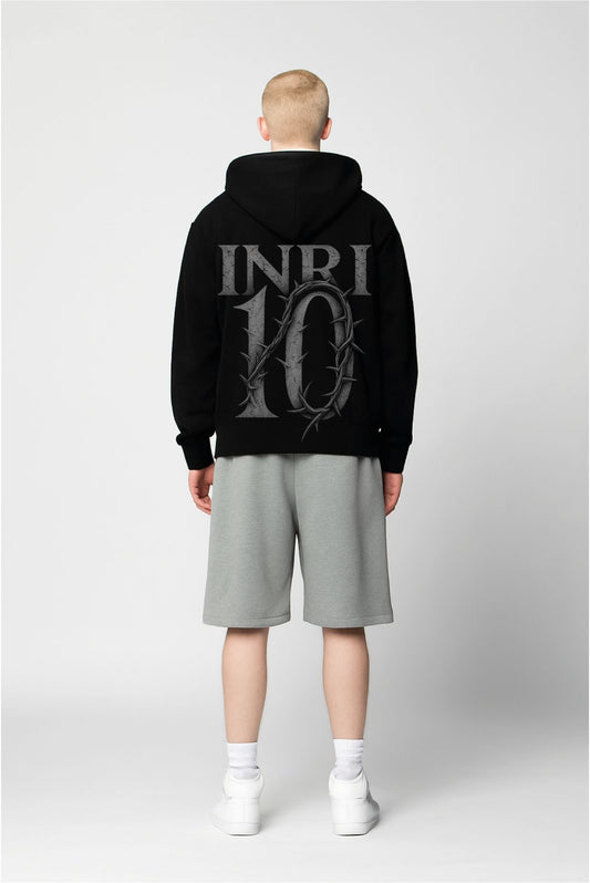 Hoodie Zipper Negra 380 GSM INRI